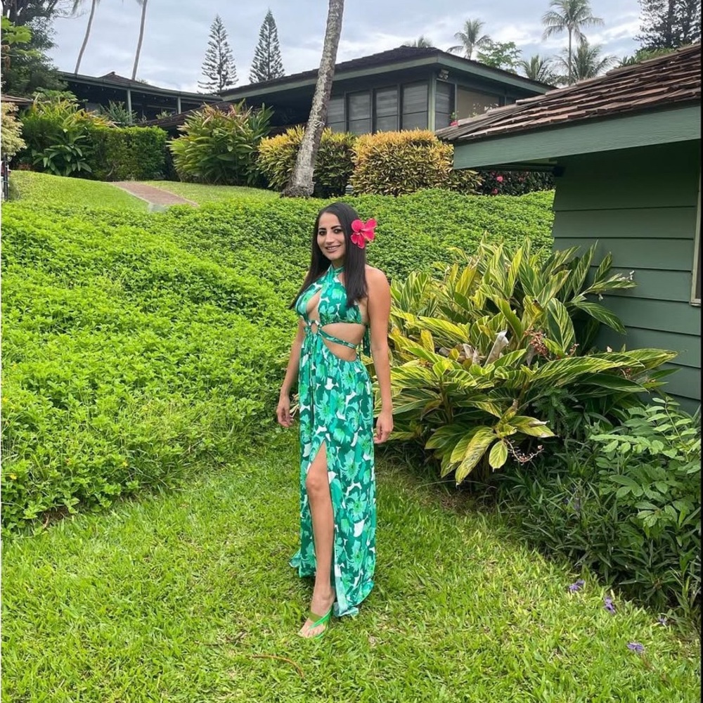 Hello Molly Green Floral Maxi Dress